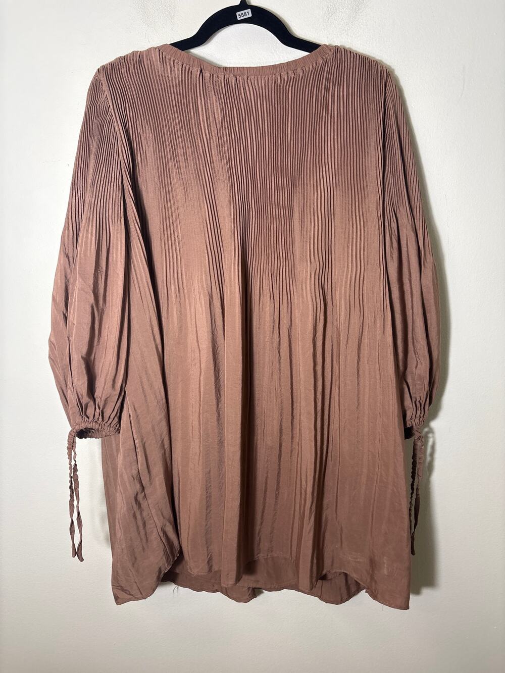 Mustard Seed Brown Long Sleeve Pleated Baby Doll Mini Dress Sz L
